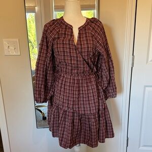 NWT Plaid Long-Sleeve Madewell Dress
